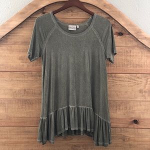 Olive Peplum Top
